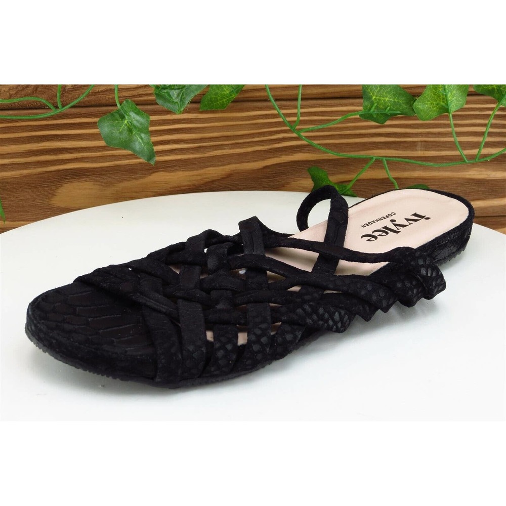 Ivylee Copenhagen Sz 38 M Black‎ Slide Leather Women Sandals